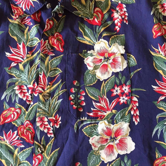 Vintage Del Mar California Blue Floral Hawaiian Print Button Down Shirt XL - Picture 2 of 3